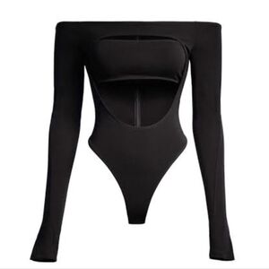 NWT Mugler x HM Black Off-Shoulder Cut Out Bodysuit | Sz Sm Limited Edition